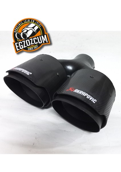 100 Mm. Eşit Kesik Çiftli Karbon Kaplama Akrapoviç Egzoz Ucu Dual Eksoz
