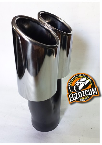 60 Mm. Krom Eğimli Eşit (Dual) Çift Çıkışlı Paslanmaz Egzoz Eksoz Ucu fiyatları