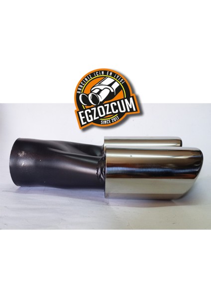 60 Mm. Krom Eğimli Eşit (Dual) Çift Çıkışlı Paslanmaz Egzoz Eksoz Ucu modelleri