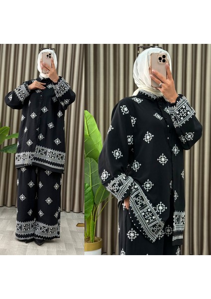 Kadın 2’li Takım Siyah Nakışlı Etnik Desenli | Şık ve Rahat Kombin fırsatları