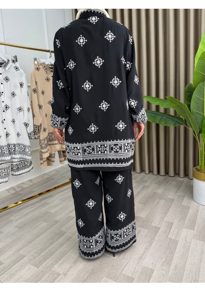 Kadın 2’li Takım Siyah Nakışlı Etnik Desenli | Şık ve Rahat Kombin indirimleri