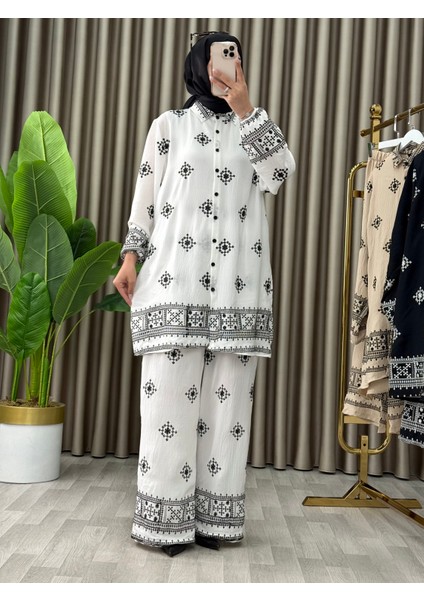Kadın 2’li Takım Siyah Nakışlı Etnik Desenli | Şık ve Rahat Kombin