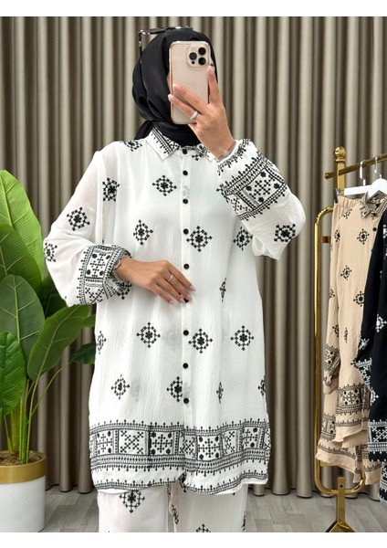 Kadın 2’li Takım Siyah Nakışlı Etnik Desenli | Şık ve Rahat Kombin