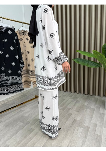 Kadın 2’li Takım Siyah Nakışlı Etnik Desenli | Şık ve Rahat Kombin