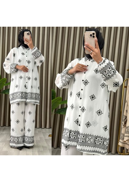 Kadın 2’li Takım Siyah Nakışlı Etnik Desenli | Şık ve Rahat Kombin