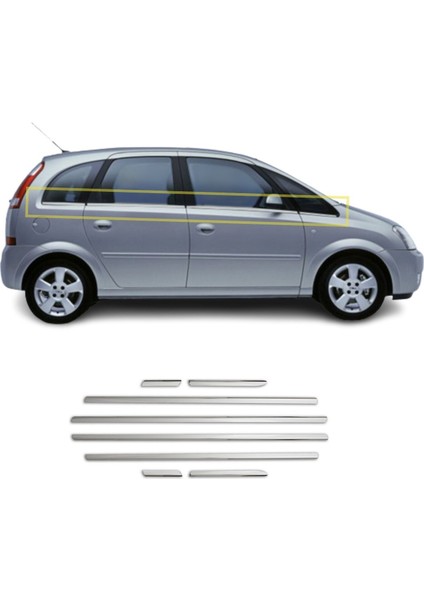 Opel Meriva A Uyumlu Cam Çıtası 8 Parça 2002-2010 Paslanmaz Krom fiyatları