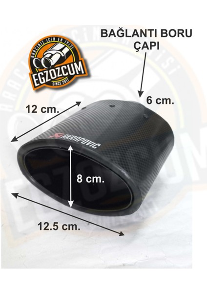 Yassı Karbon Akrapoviç Tekli Egzoz Ucu Eksoz 1 Adet -- Egzozcum fiyatları