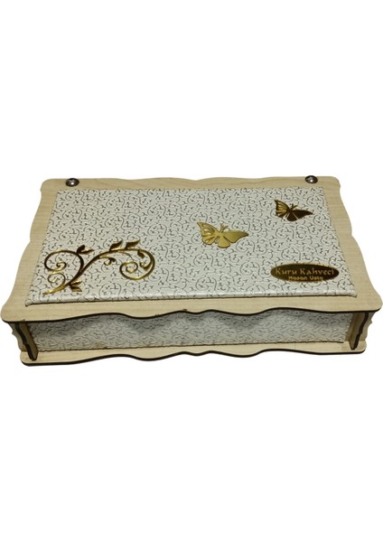 Baklava Kutusu Çift Yüz Mdf Beyaz Derili Ahşap 500GR'LIK