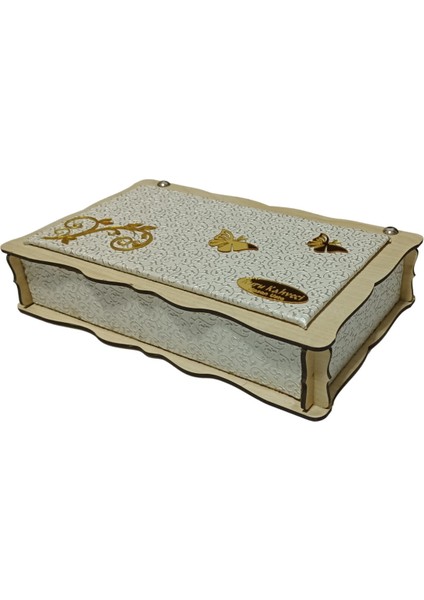 Baklava Kutusu Çift Yüz Mdf Beyaz Derili Ahşap 500GR'LIK fırsatları