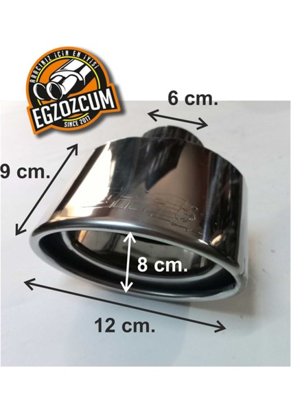 60 Mm. Slk Yassı Içi Dolu Tekli Paslanmaz Krom Egzoz Ucu