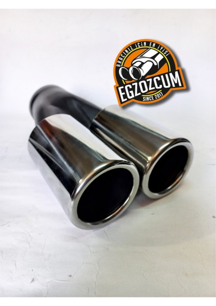 60 Mm. Krom Düz Eşit (Dual) Çift Çıkışlı Paslanmaz Egzoz Eksoz Ucu
