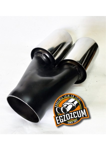 60 Mm. Krom Düz Eşit (Dual) Çift Çıkışlı Paslanmaz Egzoz Eksoz Ucu fiyatları