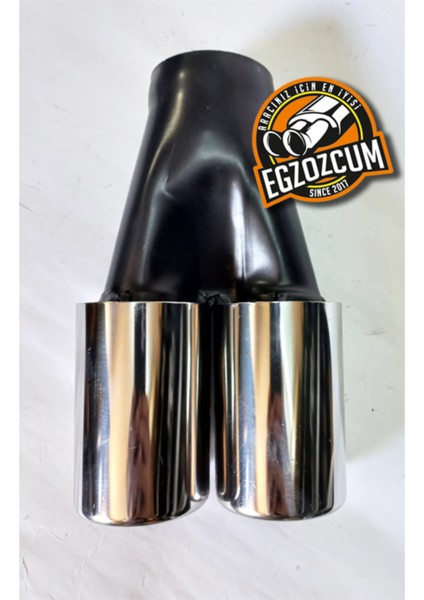 60 Mm. Krom Düz Eşit (Dual) Çift Çıkışlı Paslanmaz Egzoz Eksoz Ucu modelleri