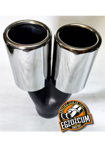 60 Mm. Krom Düz Eşit (Dual) Çift Çıkışlı Paslanmaz Egzoz Eksoz Ucu fırsatları