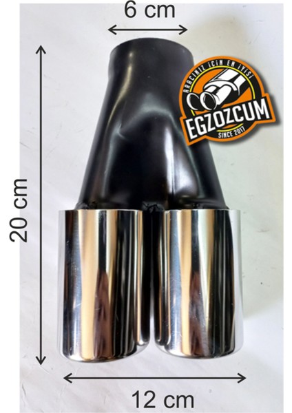 60 Mm. Krom Düz Eşit (Dual) Çift Çıkışlı Paslanmaz Egzoz Eksoz Ucu indirimleri