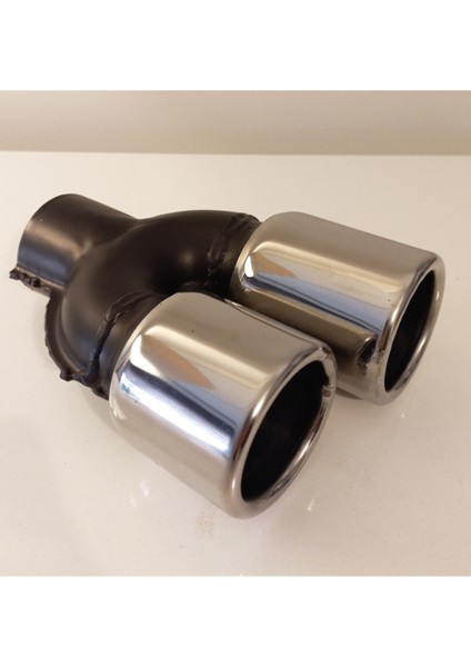 76 mm Krom Düz Yuvarlak Ileri Geri Çift Yönlü Uyumlu Paslanmaz Sessiz Egzoz Ucu