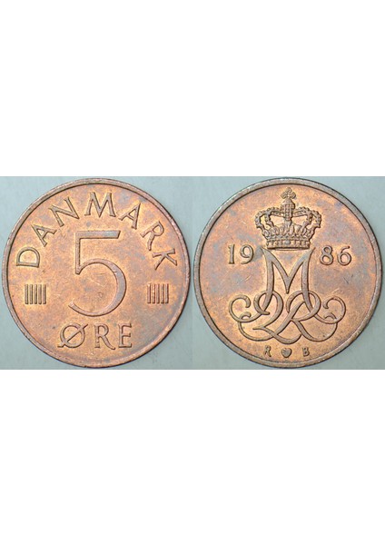 Danimarka 5 Öre 1986 Kraliçe Margareth Dönemi