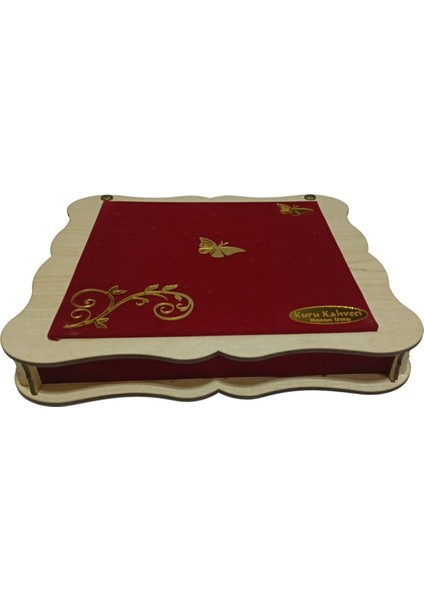 Çikolata Kutusu Çift Yüz Mdf Kadife Kaplı Ahşap 500GR'LIK