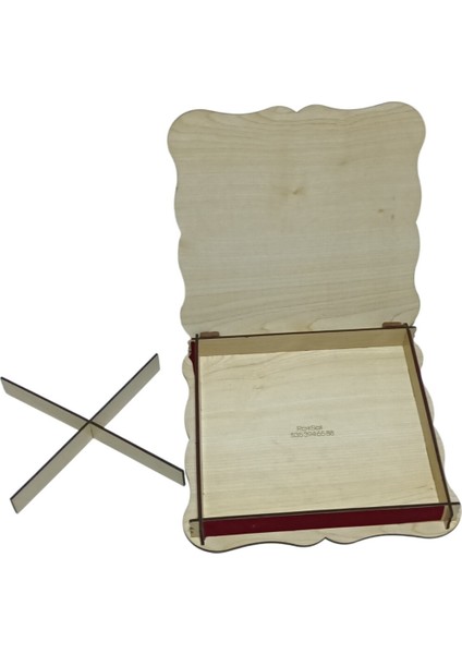 Çikolata Kutusu Çift Yüz Mdf Kadife Kaplı Ahşap 500GR'LIK indirimleri