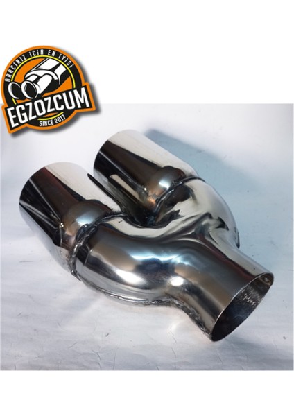 Çift Yönlü 76 Mm. Full Paslanmaz Krom Çiftli 1 Adet Egzoz Ucu Eksoz Başlığı Krom fırsatları
