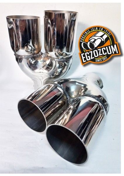 Çift Yönlü 76 Mm. Full Paslanmaz Krom Çiftli 1 Adet Egzoz Ucu Eksoz Başlığı Krom indirimleri