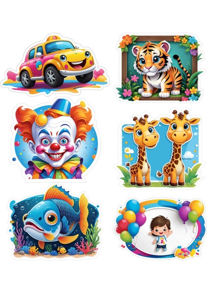 6 Adet Erkek Çocuk Etiket Yapıştırma Sticker Defter Dolap Masa