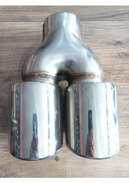90 Mm. Tam Krom Paslanmaz Çiftli, Eşit Egzoz Eksoz Ucu.