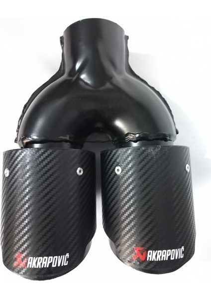 Akrapovıc 90 mm Siyah Kesik Eşit Egzoz Ucu Eksoz --