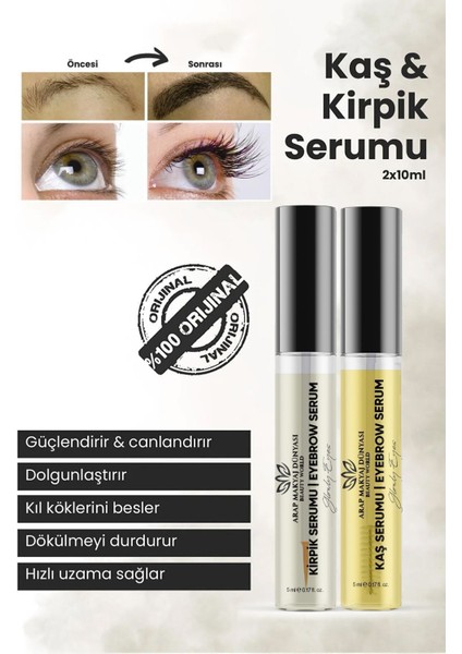 Kaş ve Kirpik Serumu 2×10 ml – Peptid ve Vitamin Destekli, Güçlendirici ve Canlandırıcı Etki, Dermatolojik Testli fiyatları