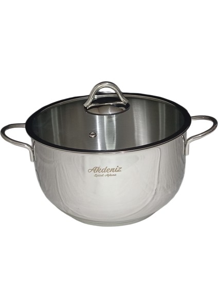 16 cm Cam Kapaklı Derin Çelik Tencere