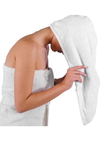 2 Adet Beyaz Mikrofiber Düğmeli Lastikli Banyo Pilaj Havuz Saç Bonesi Saç Havlusu modelleri