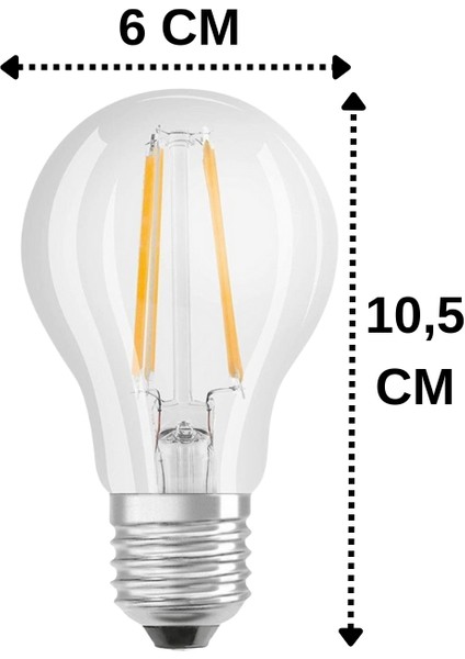 (6 adet) Osram 6,5W (60W) 2700K (Sarı Işık) Dim Edilebilir E27 Duylu (Kalın Duy) LED Şeffaf Ampul modelleri
