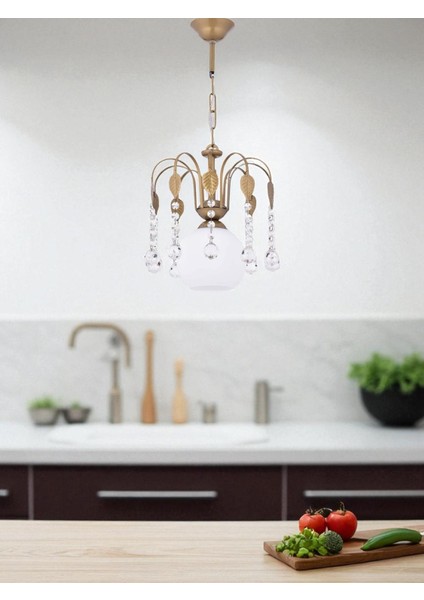 Şemsiye Tekli Avize Eskitme – Cam Başlıklı Kristal Taşlı Sarkıt Avize modelleri