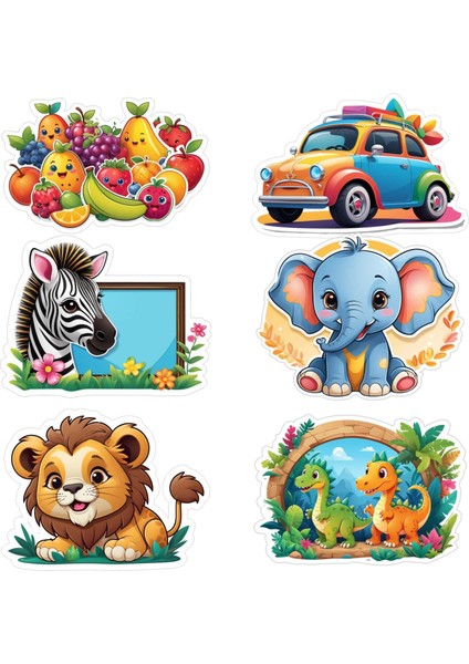 6 Adet Erkek Çocuk V2 Etiket Yapıştırma Sticker Defter Dolap Masa 10X10 cm
