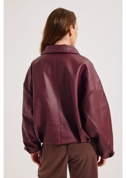 Kadın Yeni Sezon Oversize Bomber Deri Ceket modelleri