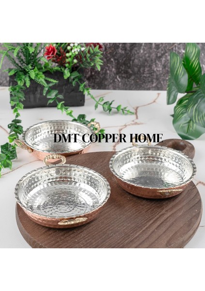 Bakır Kahvaltılık Tabak Tava Model Mini 3'lü Set Kırmızı