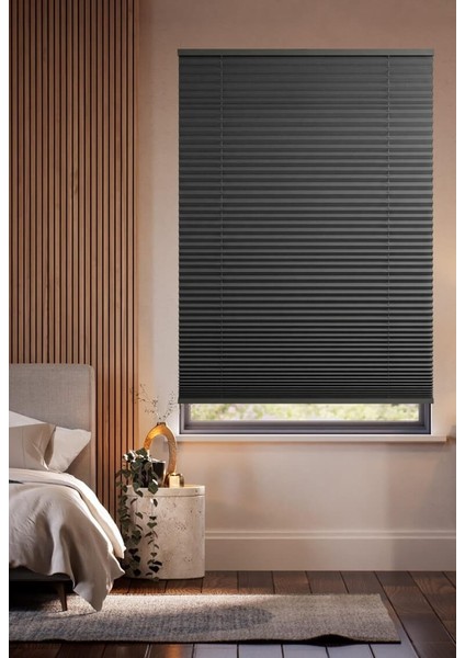 Karartma Blackout Plise Perde Antrasit, Yanmaz ve Antialerjik Kumaş Katlanır Cam Balkon Pvc Pencere Perdesi