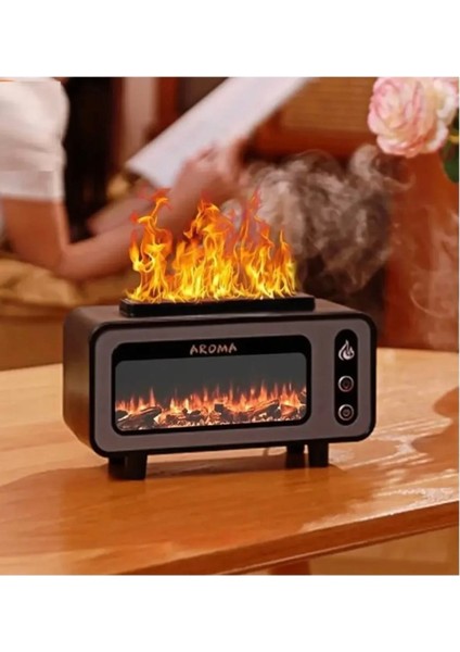 Hava Nemlendirici Buhar Makinası Difüzör 7 Renkler LED Ultrasonik Aroma Esansiyel Yağı Alev