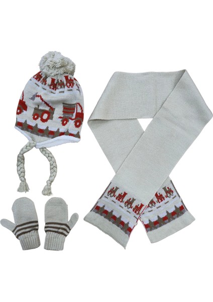 Erkek Çocuk 1-4 Yaş Içi Yünlü Bere, Eldiven ve Atkı Seti – Kışlık Takım