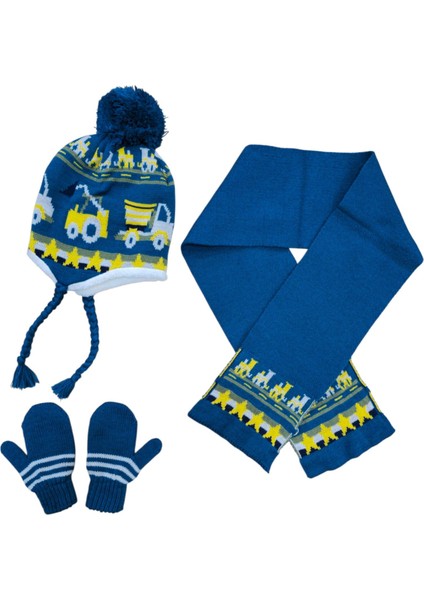 Erkek Çocuk 1-4 Yaş Içi Yünlü Bere, Eldiven ve Atkı Seti – Kışlık Takım