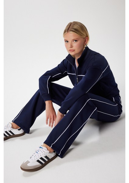 Kadın Lexi Içi Polarlı Şeritli Lacivert Alt Üst Eşofman Takımı