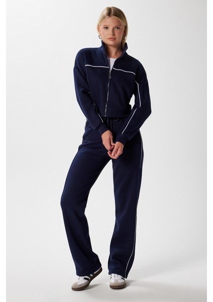 Kadın Lexi Içi Polarlı Şeritli Lacivert Alt Üst Eşofman Takımı modelleri
