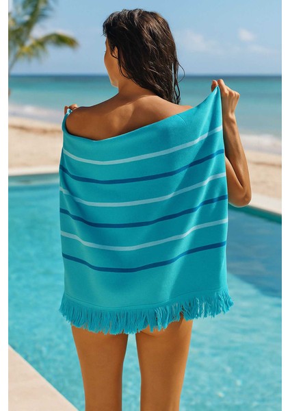 Peştemal Plaj Havlusu &#37;100 Pamuklu 70X150 cm Turkuaz Waves fiyatları