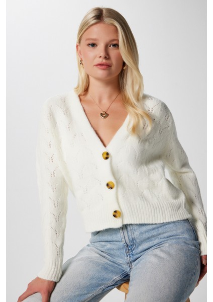 Kadın Estelle Ajurlu/delikli Ekru Triko Hırka fiyatları