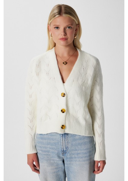 Kadın Estelle Ajurlu/delikli Ekru Triko Hırka fırsatları