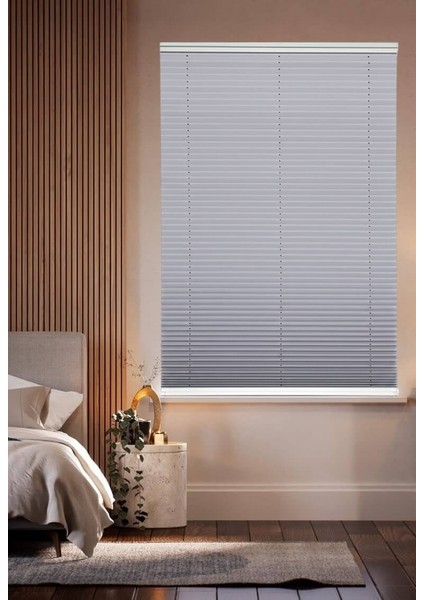 Karartma Blackout Plise Perde Gri, Yanmaz ve Antialerjik Kumaş Katlanır Cam Balkon Pvc Pencere Perdesi