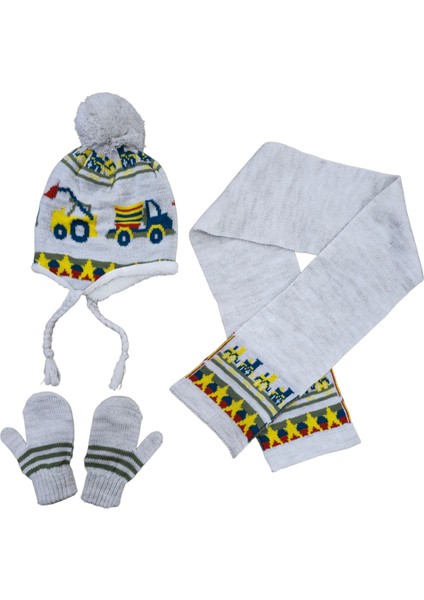 Erkek Çocuk 1-4 Yaş Içi Yünlü Bere, Eldiven ve Atkı Seti – Kışlık Takım