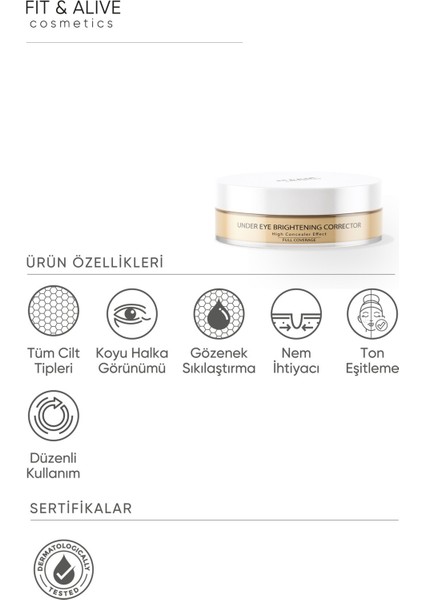 01 Aydınlatıcı ve Yüksek Kapatıcılı Göz Altı Kremi – Koyu Halkalar ve Yorgun Görünüm Karşıtı