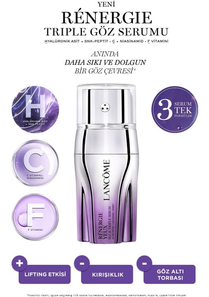 Rénergie Triple Eye Serum 20 ml – Göz Çevresi Kırışıklık Karşıtı ve Sıkılaştırıcı Bakım Serumu