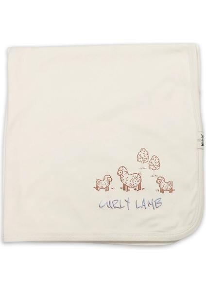 Curly Lamb Penye Battaniye 70109 Bej Mavi Ekru